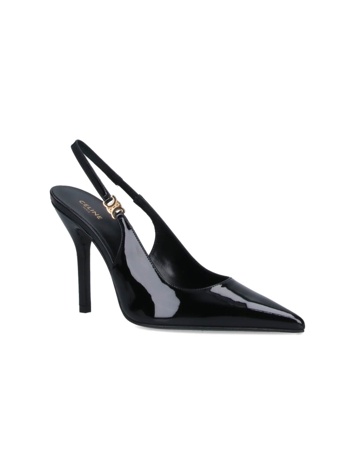 Celine Glossy Pointed Stiletto Heel Pumps In Black
