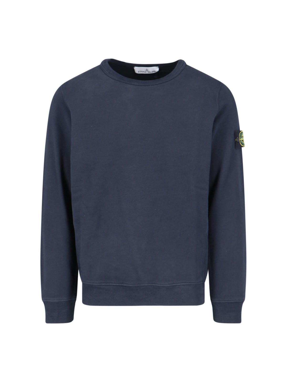 Shop Stone Island Logo Sleeve Sweatshirt In Blue