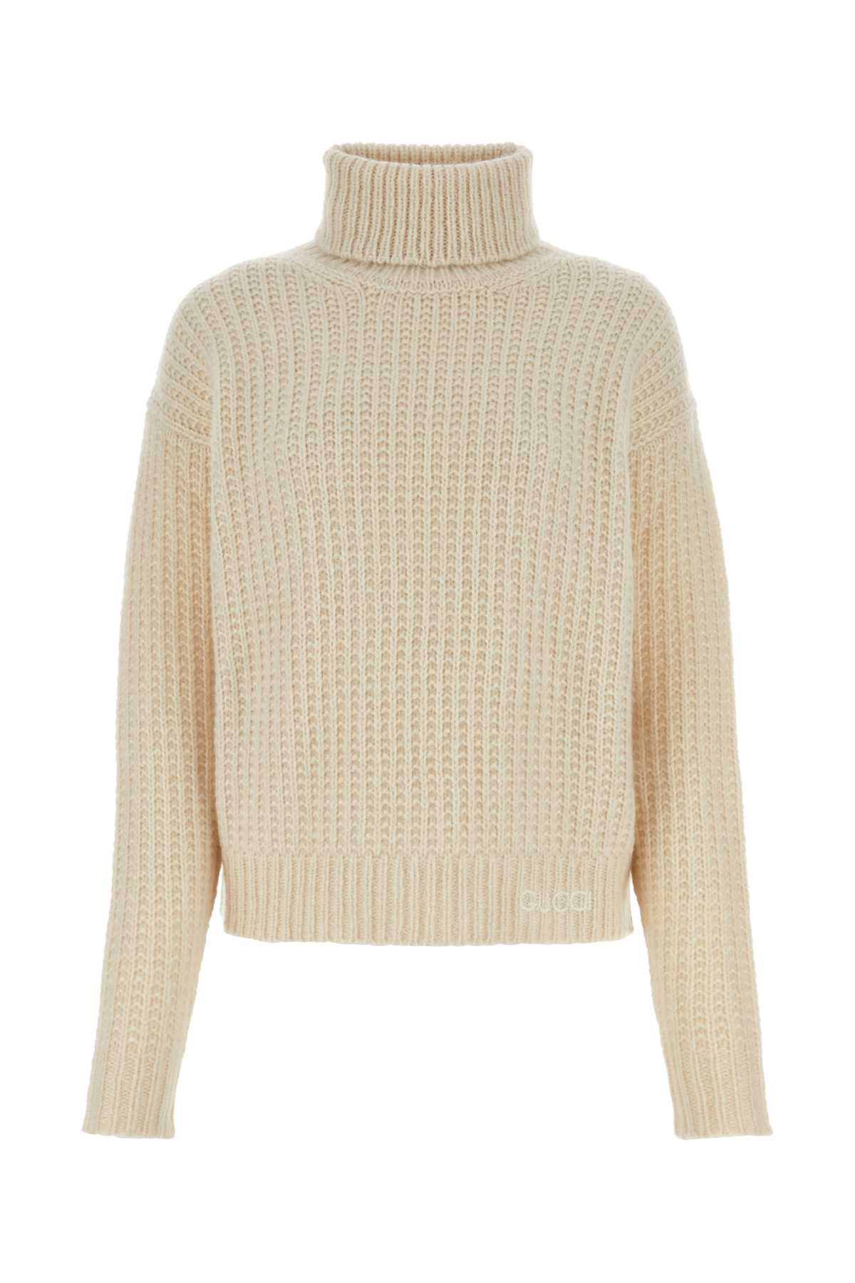 Gucci Turtleneck Cashmere Blend Pullover With Ton Sur Ton Logo In 9791