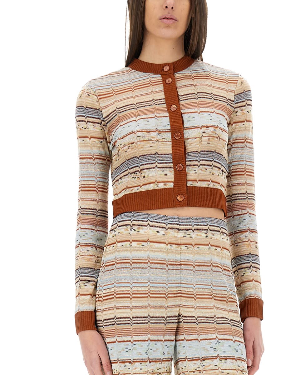 MISSONI STRIPED PATTERN CARDIGAN