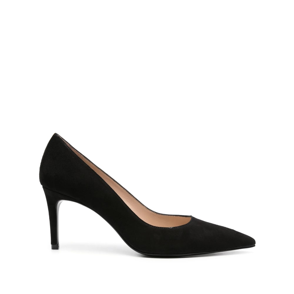 Stuart Weitzman Anny 70 Pointed-toe Suede Court Shoes In Black