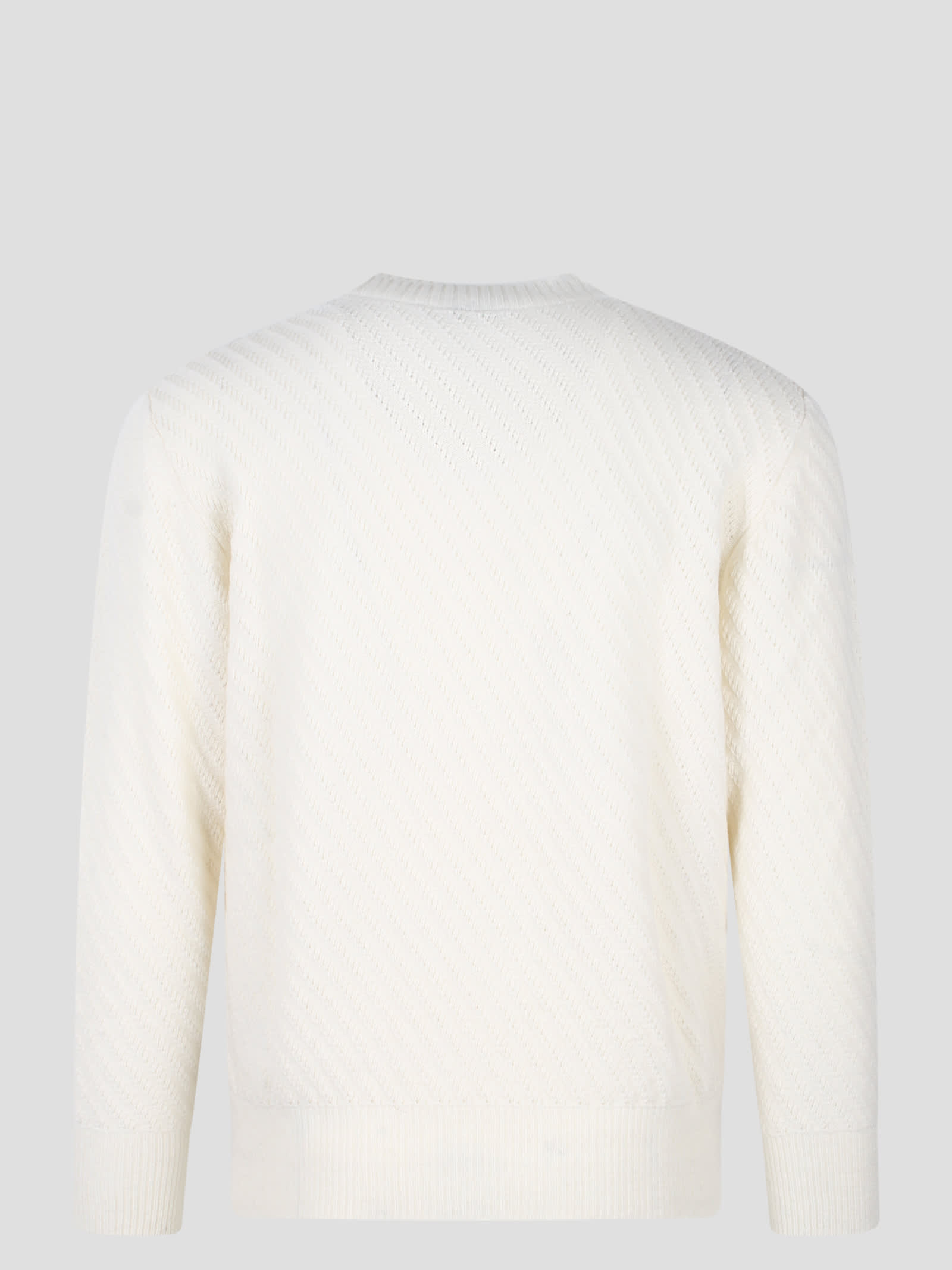 Shop Paolo Pecora Round Neck Wool Sweater In White