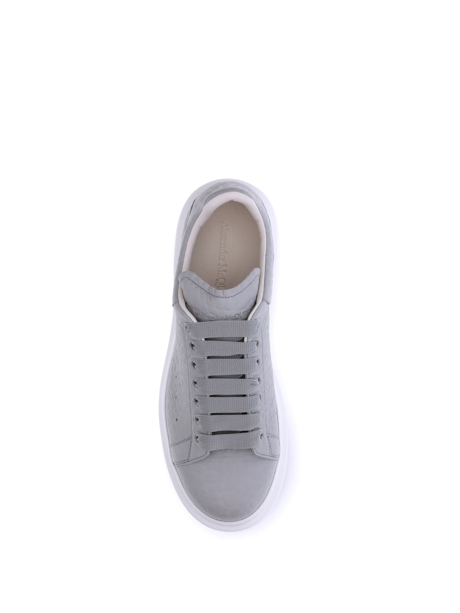 Alexander Mcqueen Leather Platform Sneakers Added Height In Gray