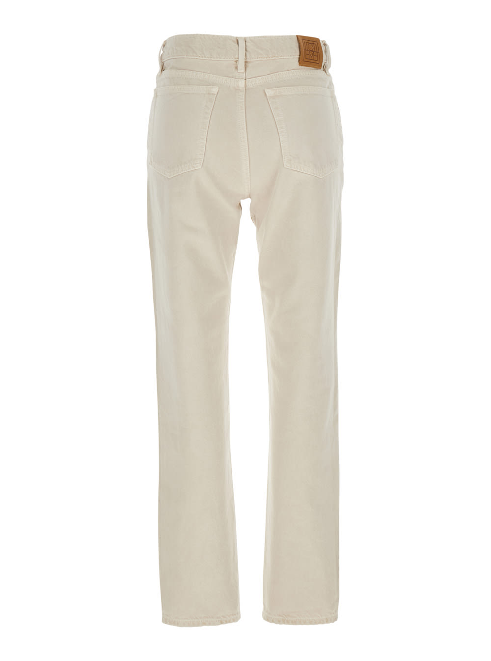 Totême White Jeans With Belt Loops And Logo Patch On The Rear In Denim Woman In Grey