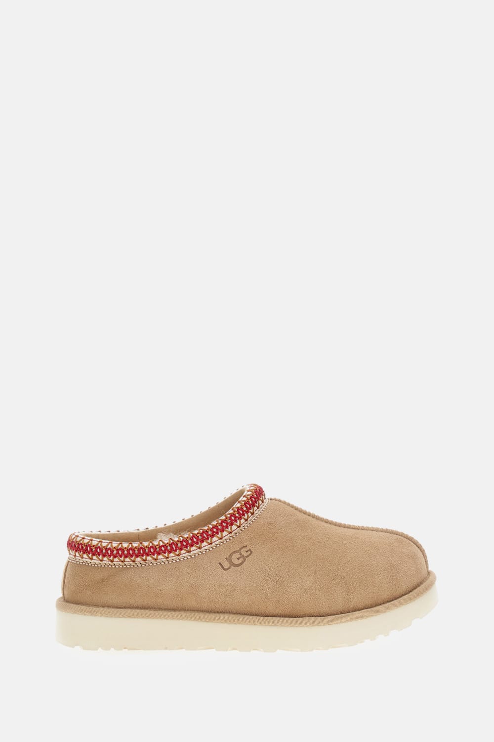 Ugg Tasman Ii Beige Mules With Round Toe And Embroidered Detail In Leather Woman In Nude