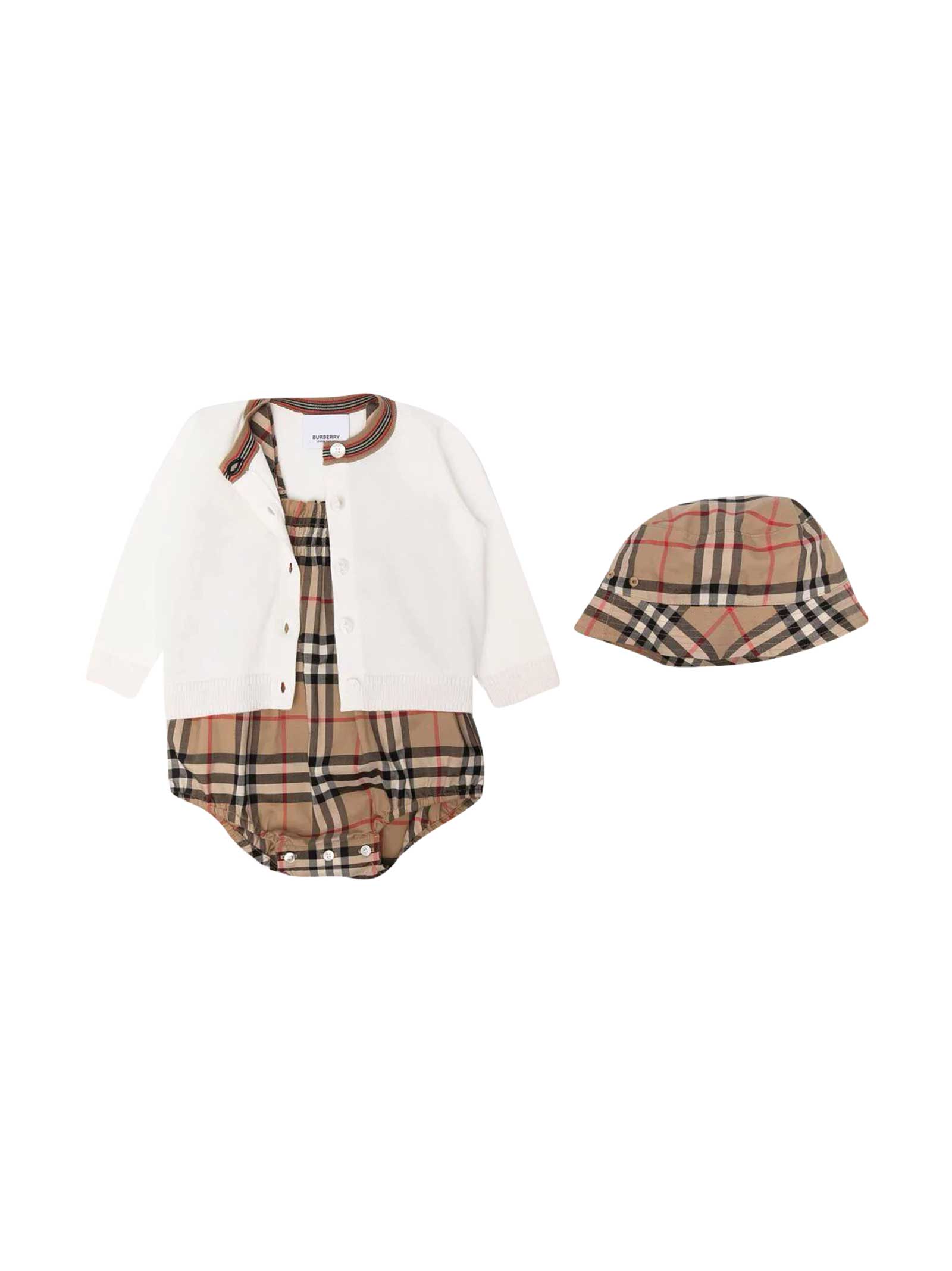 Burberry set With Body, Cardigan And Hat