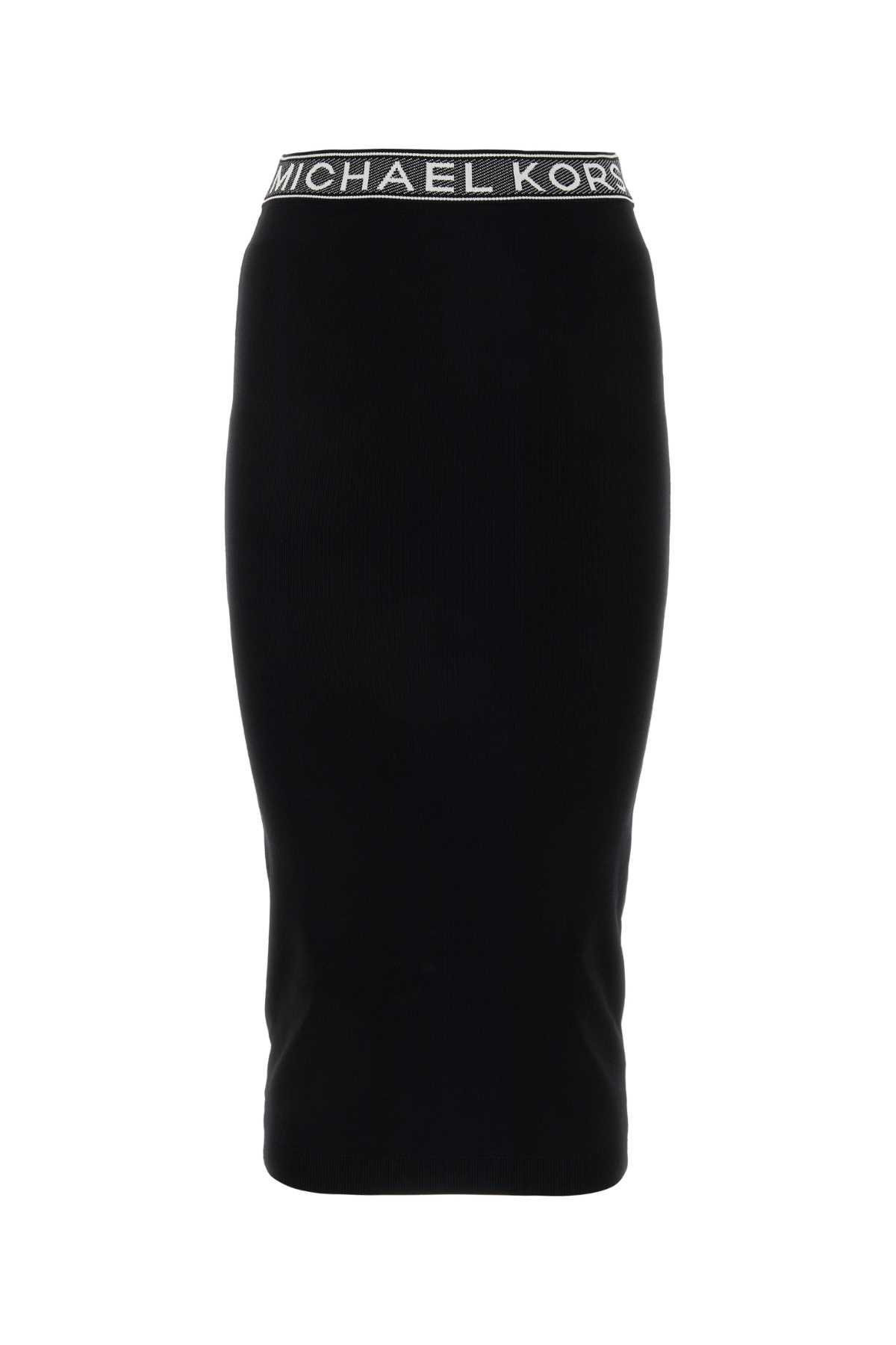 Black Stretch Viscose Blend Skirt