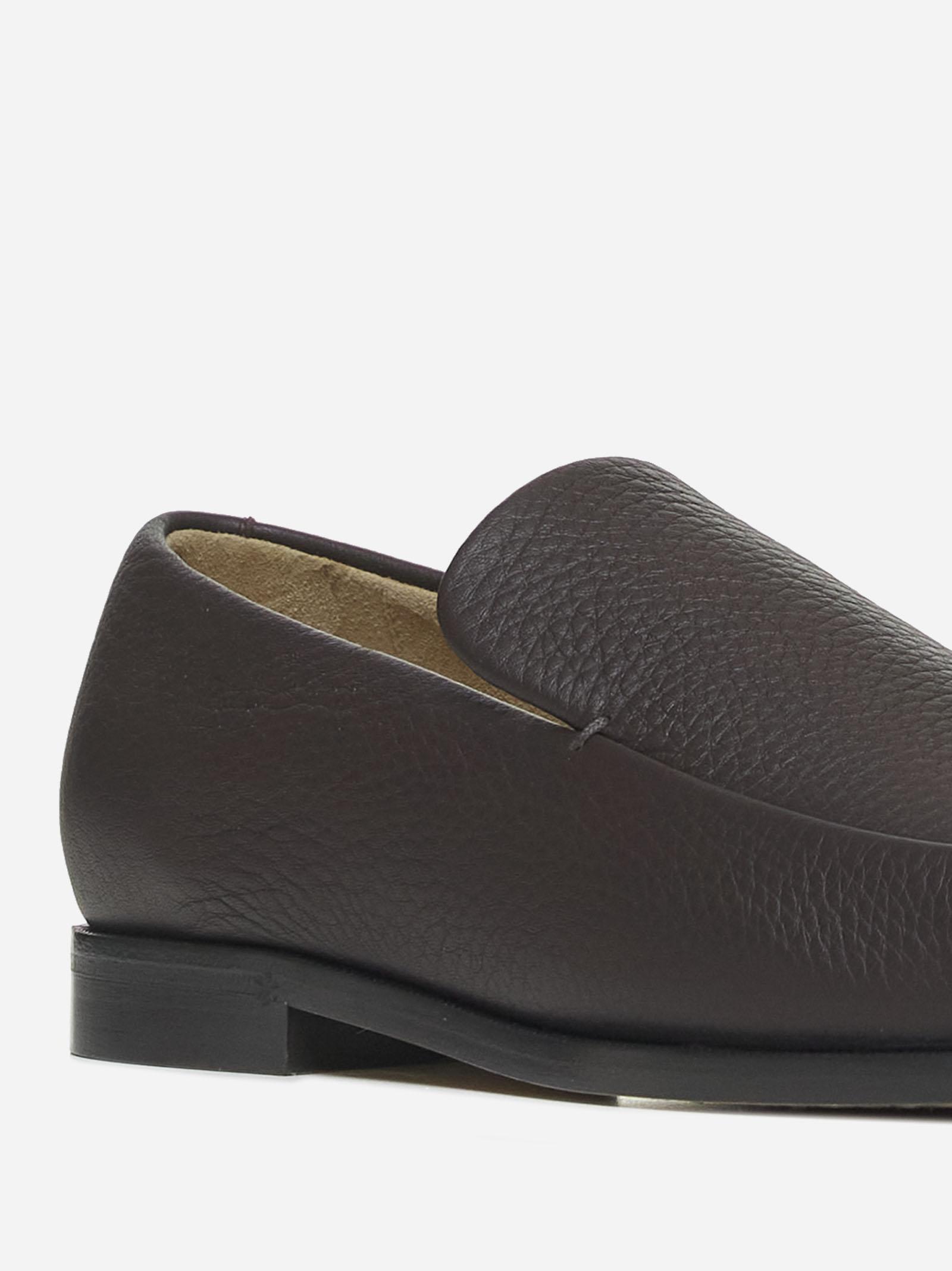 Shop Khaite Alessio Leather Loafers In Brown