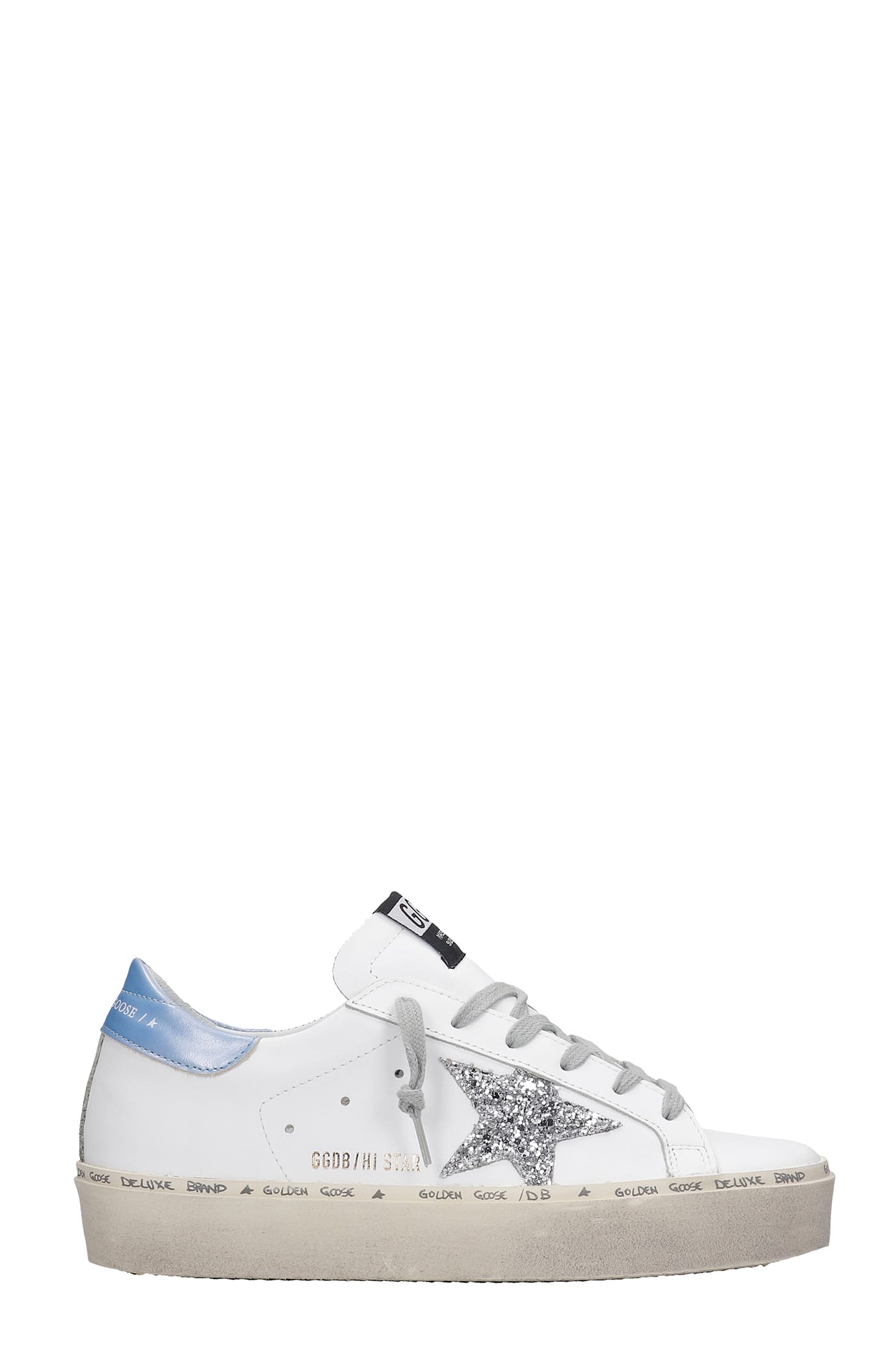 GOLDEN GOOSE HI STAR SNEAKERS IN WHITE LEATHER,GWF00118F00021410245
