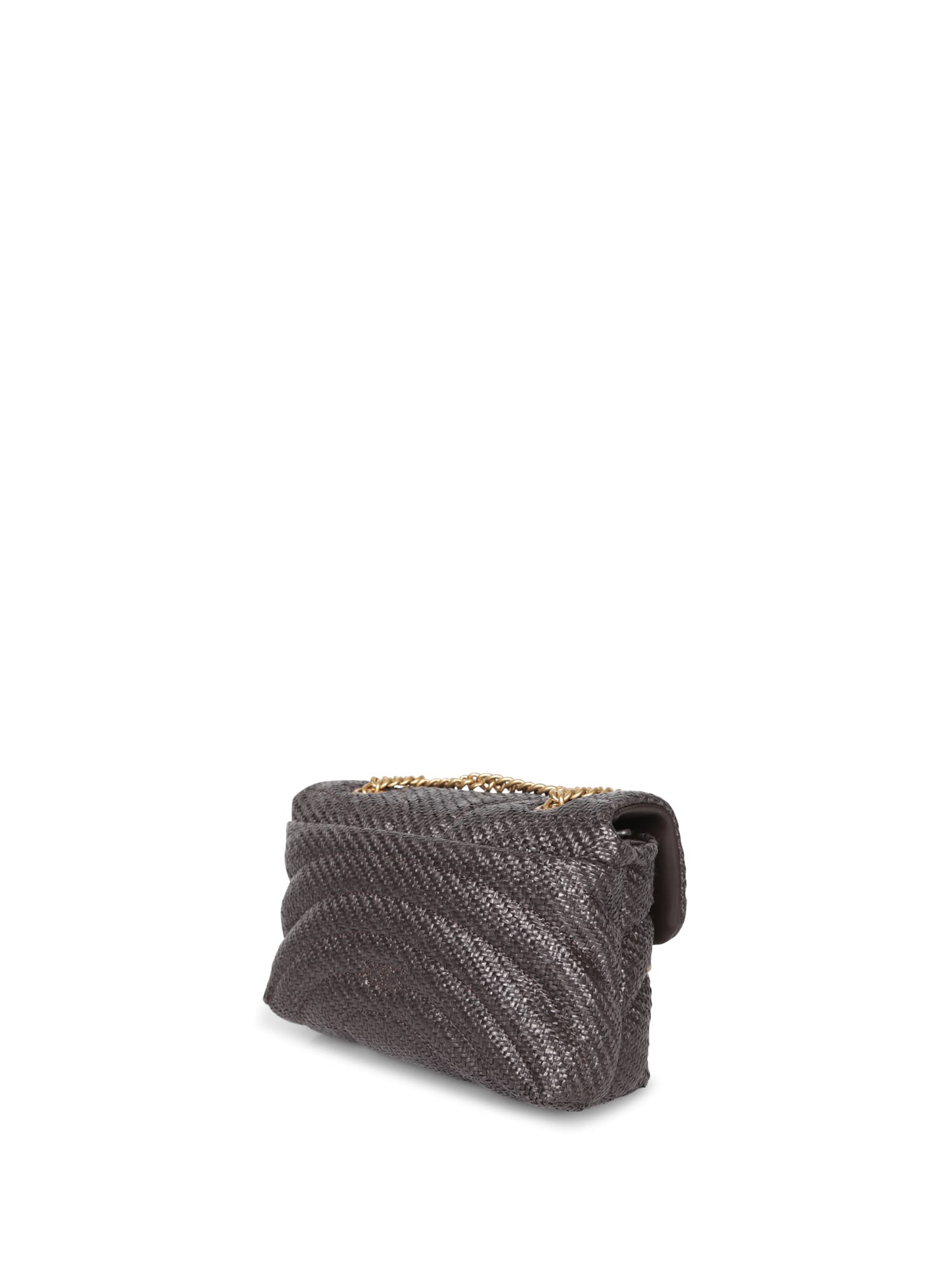Pinko Love Puff Mini Raffia Grey Bag