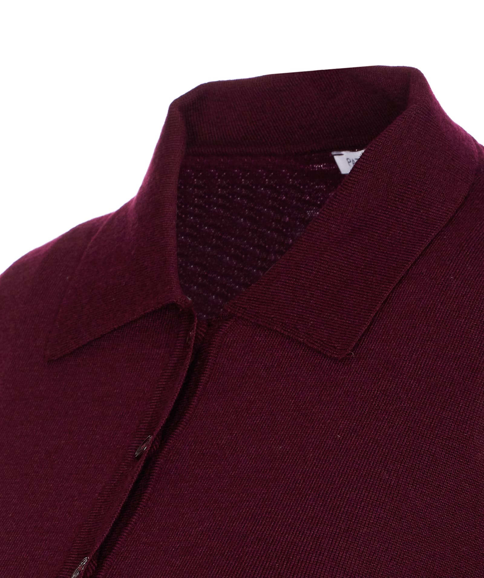 Patrizia Pepe Wool Sweater With Buttons And Internal Top In Burgundy