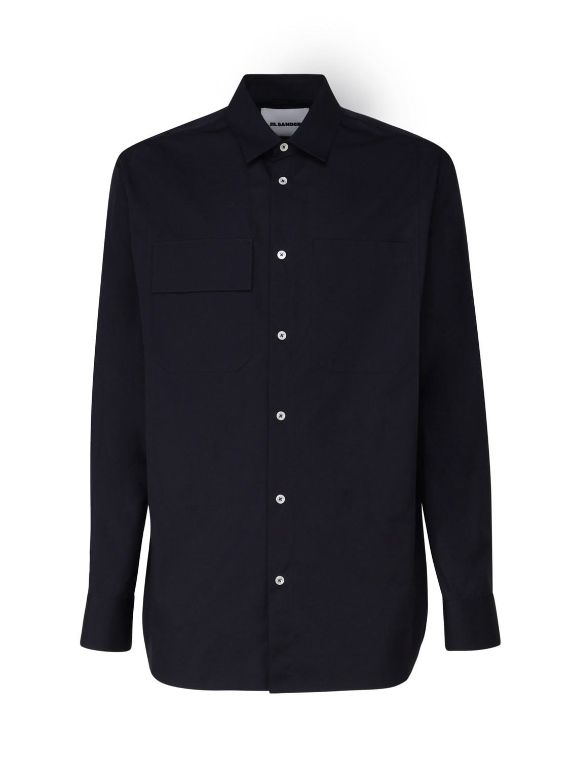 Jil Sander Long-sleeved Straight-cut Cotton Shirt In Blue