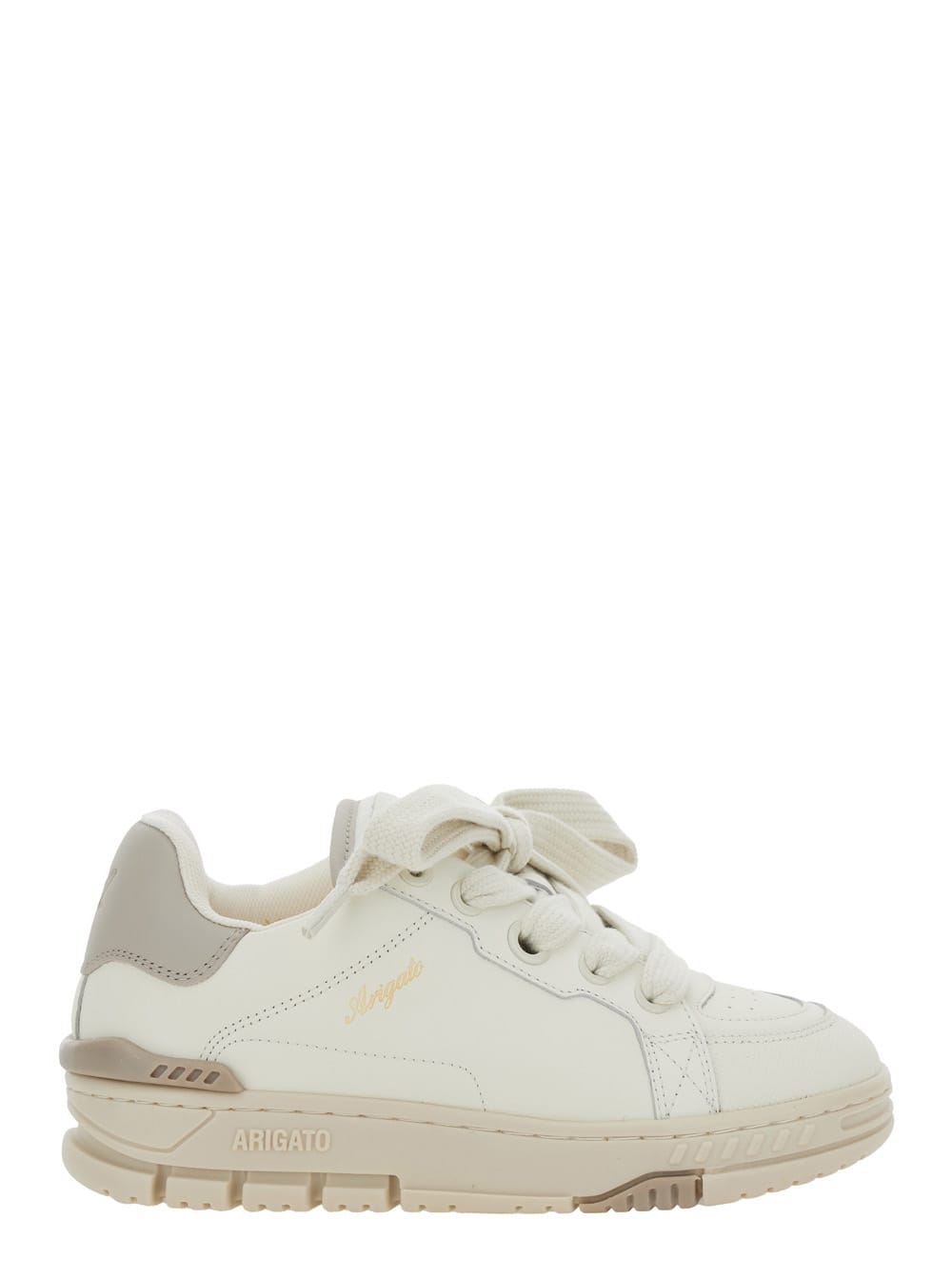 area Haze Beige Low Top Sneakers With Laminated Leather In Leather Blend Woman