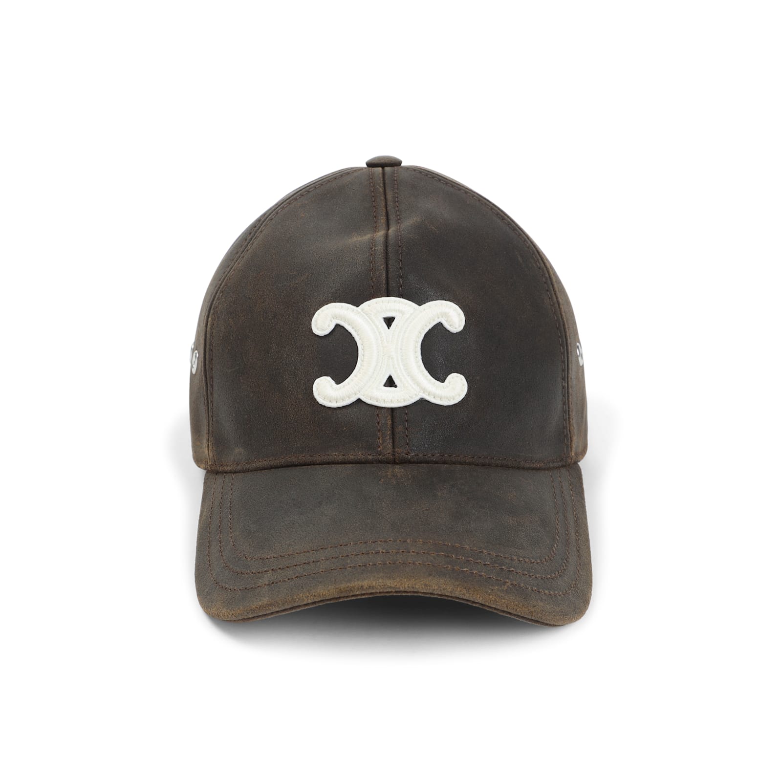 Celine Brown Triomphe Calf Leather Hat In Brown