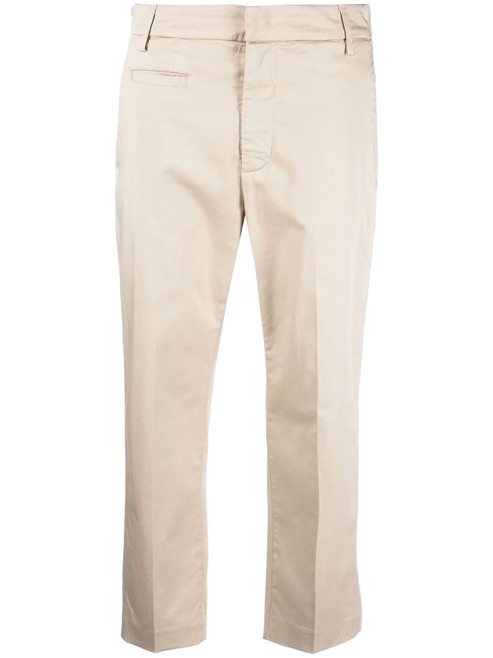 Dondup Beige Cotton-blend Cropped Chino Trousers