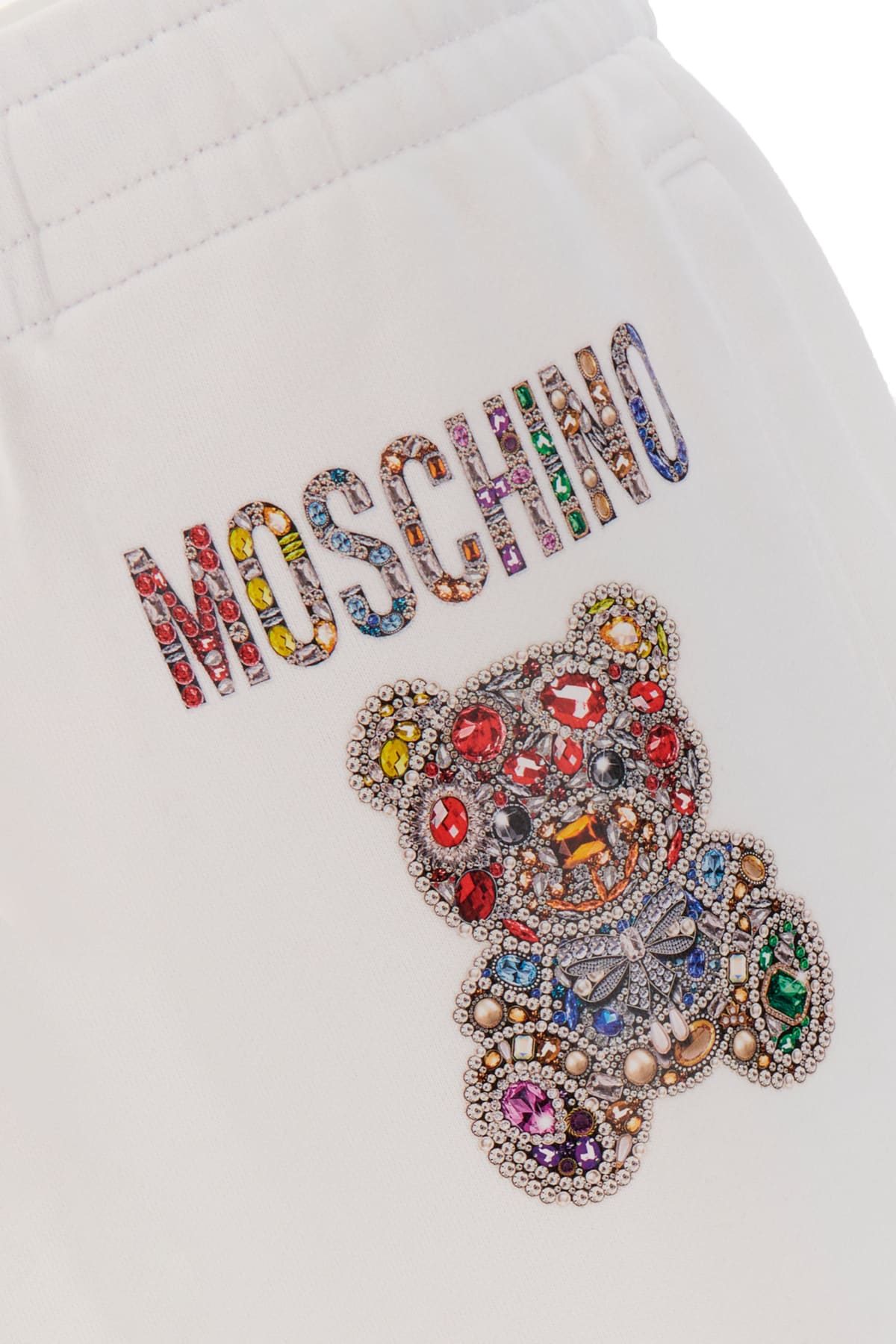 Shop Moschino White Cotton Joggers In V1001