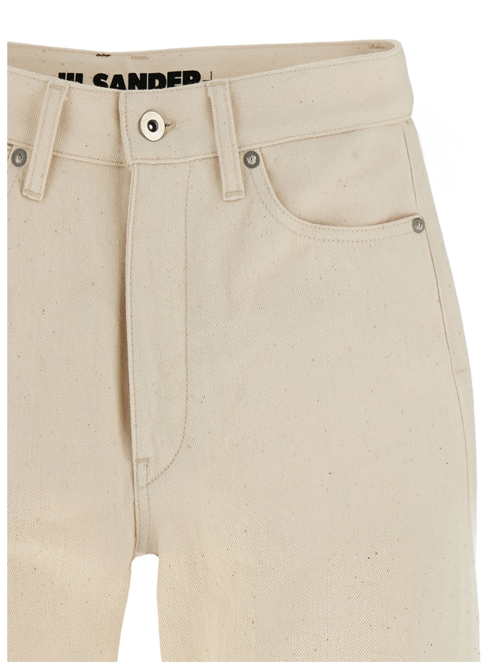 Jil Sander Japanese Denim Jeans With Rivet Accents In Beige