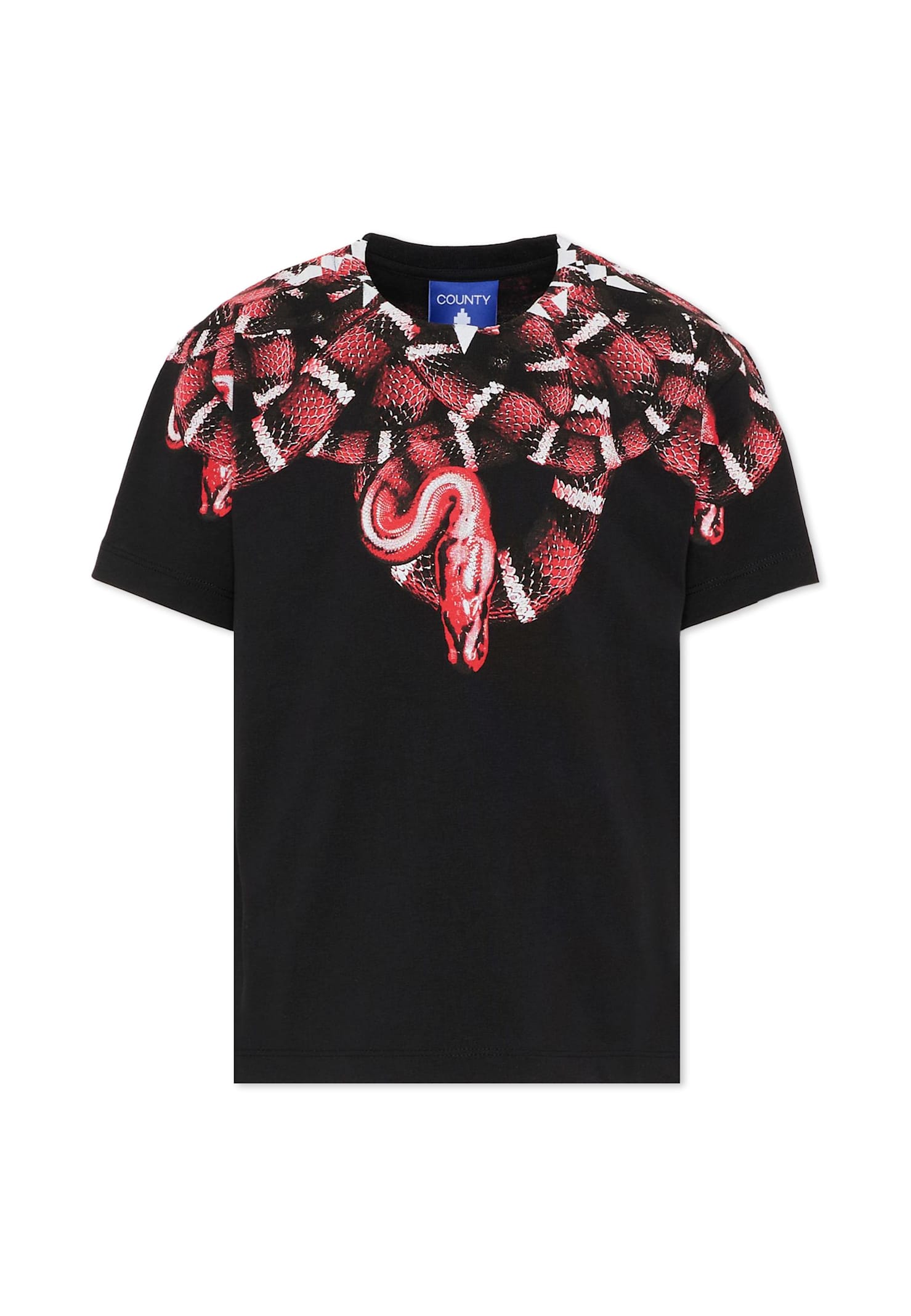 Marcelo Burlon County Of Milan Kids' Black T-shirt For Boy With Snake Print