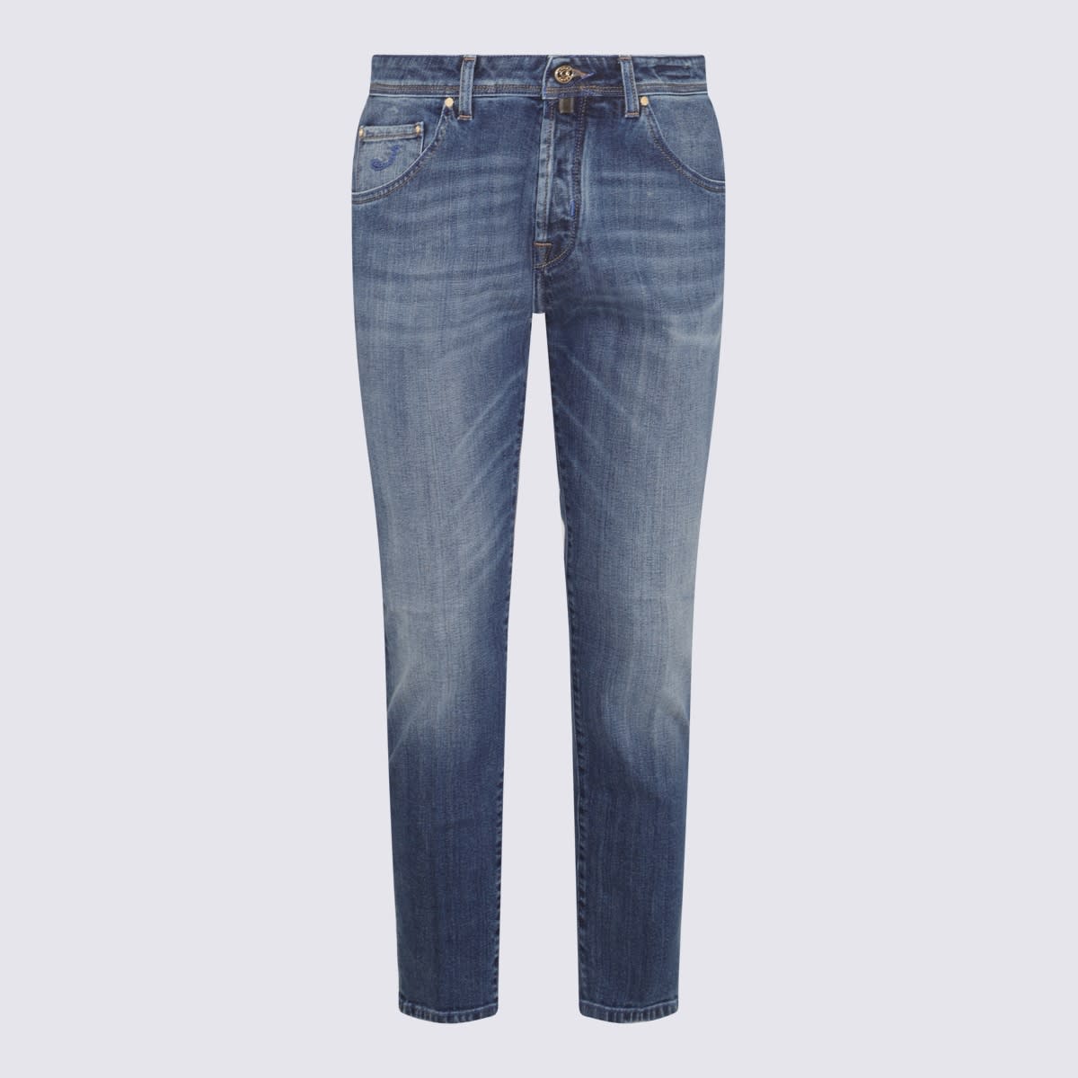 Shop Jacob Cohen Mid Blue Denim Used Jeans