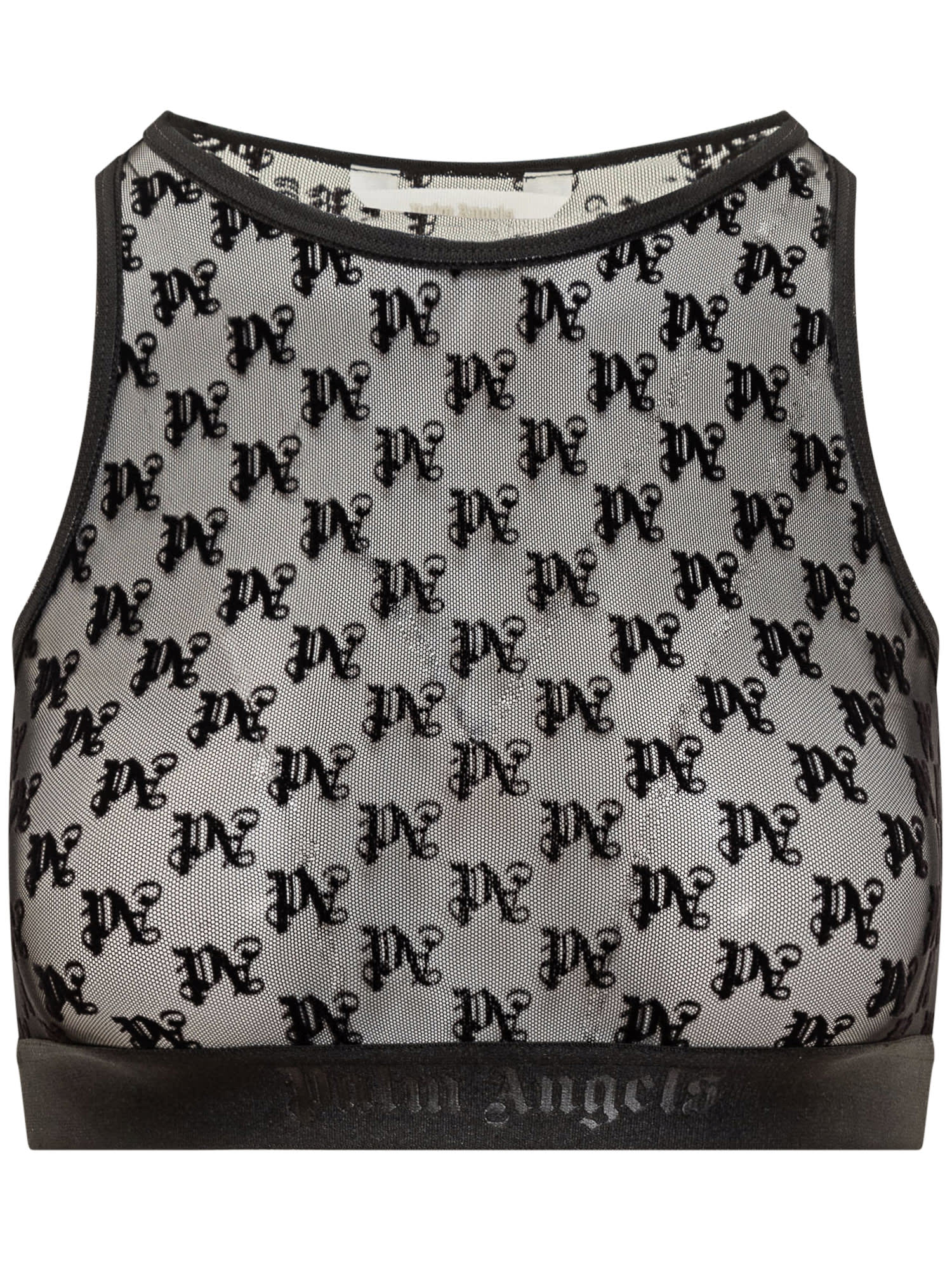 Shop Palm Angels Top With Pa Monogram In Black
