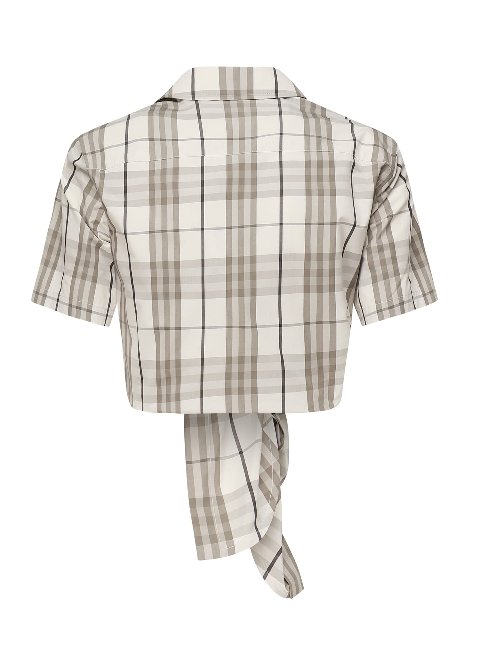 Shop Burberry Check Cotton Cropped Shirt