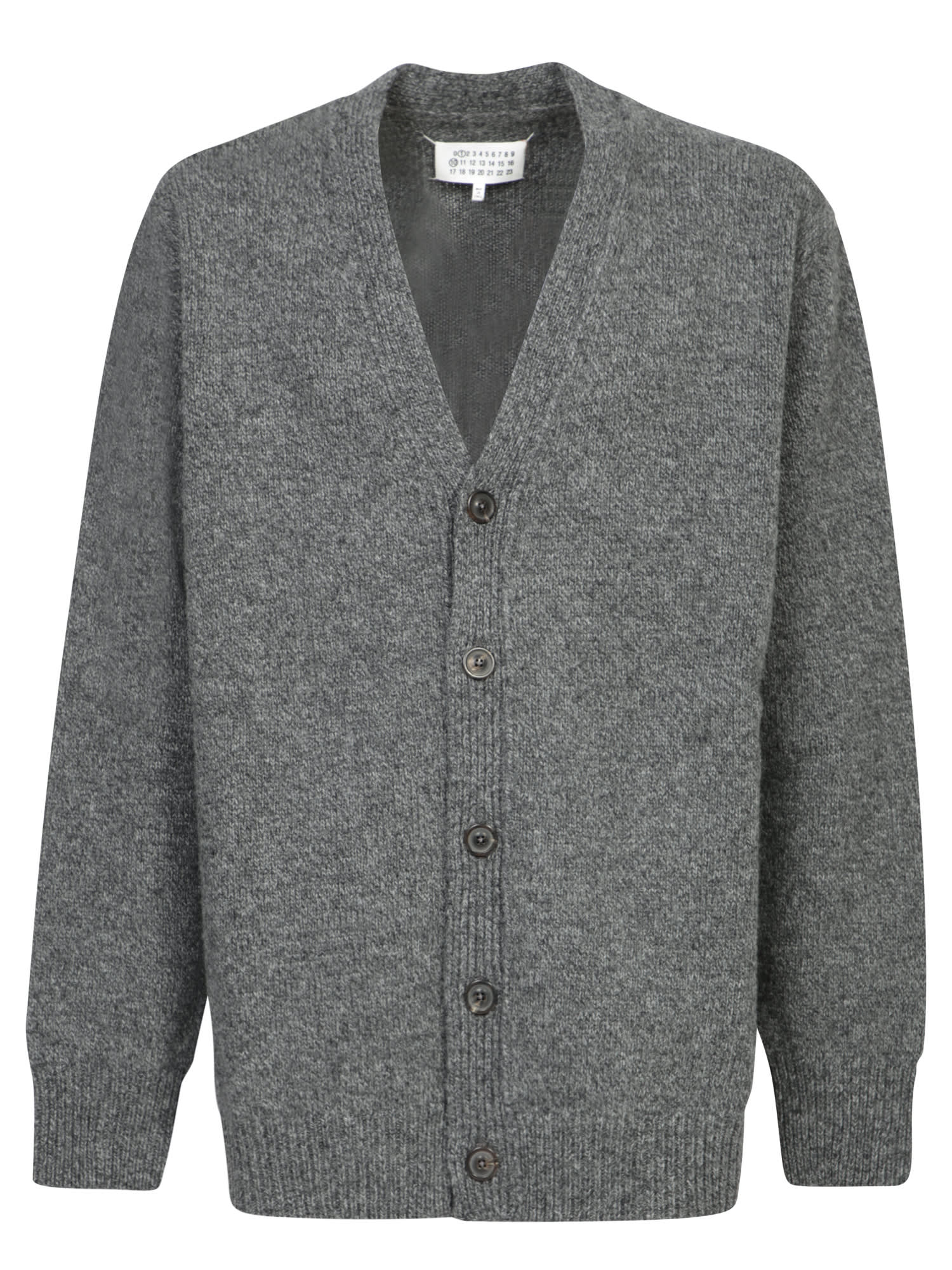 Shop Maison Margiela V-neck Knitted Cardigan In Grey