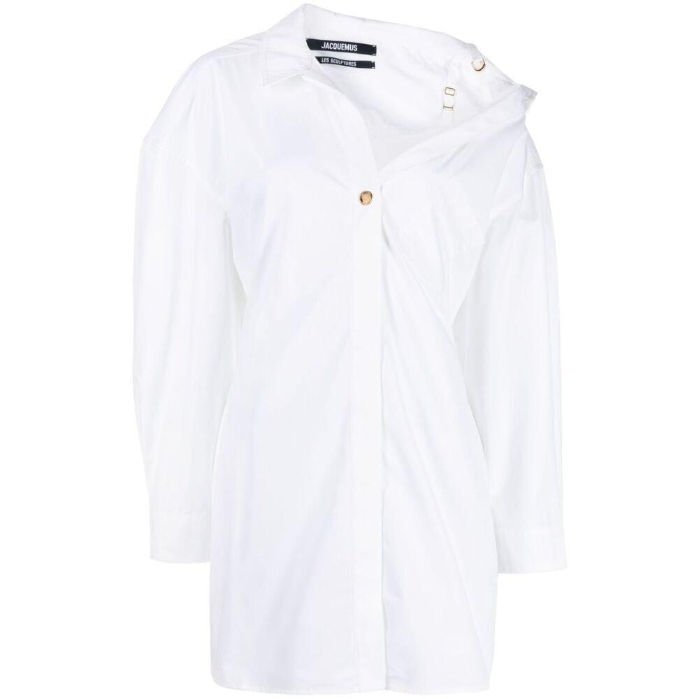 Shop Jacquemus Collared Long-sleeve Shirt In White