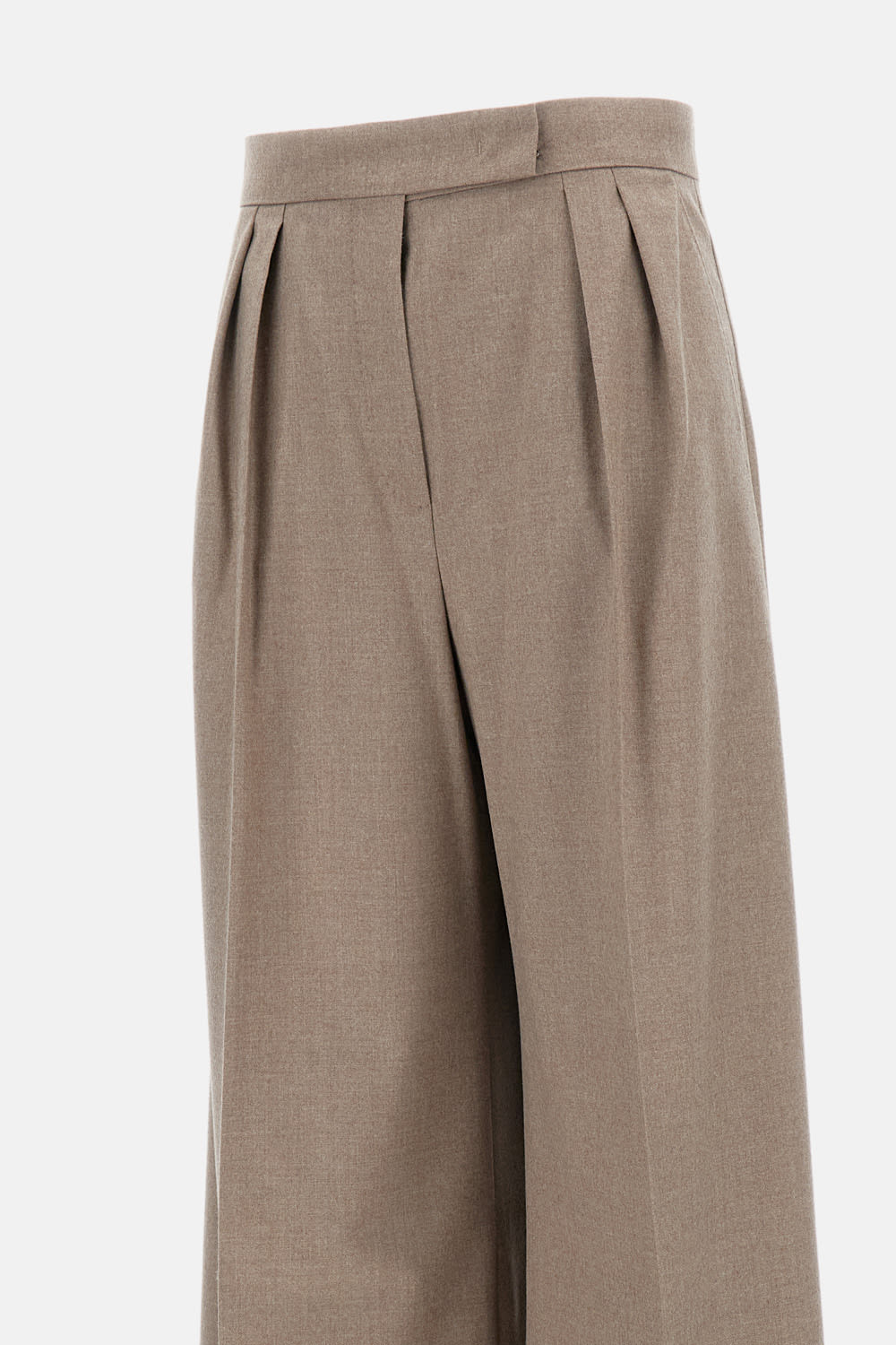 Max Mara Beige Zulia Wide Trousers In Brown