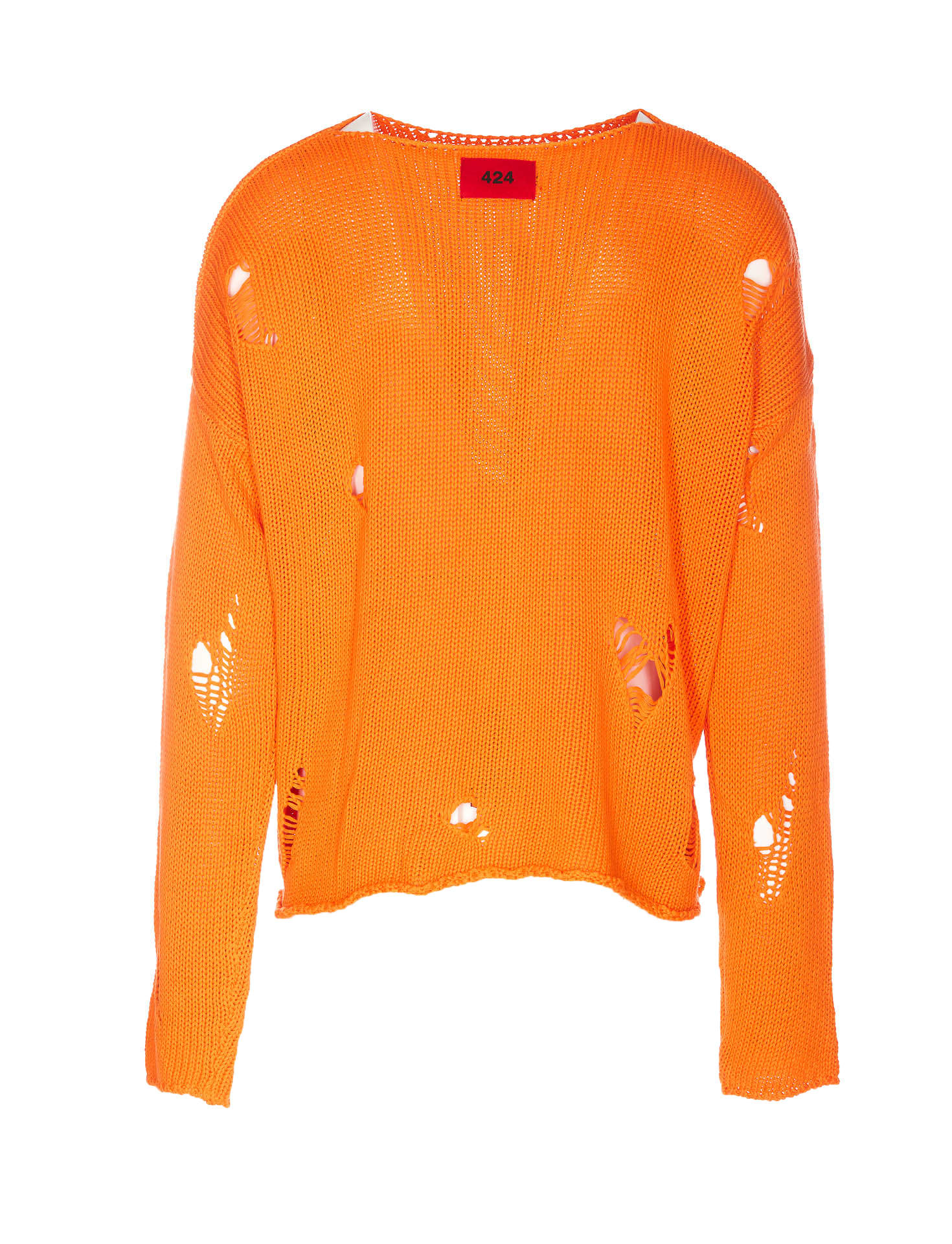 Shop Fourtwofour On Fairfax Distressed Sweater In Orange