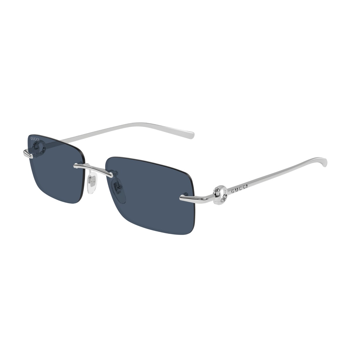 Shop Gucci Gg1703s Linea Horsebit 003 Silver Blu Sunglasses In Argento