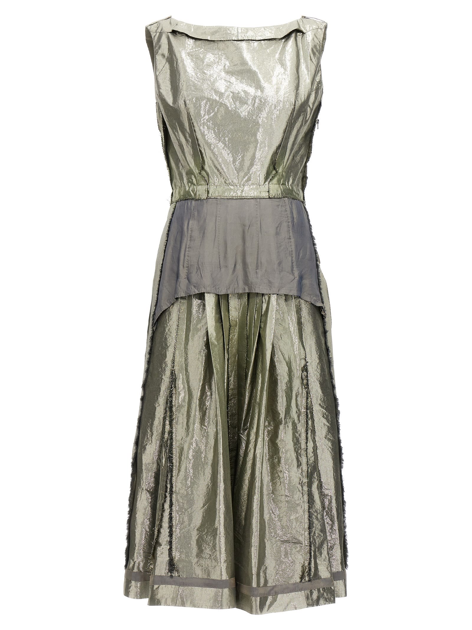 Shop Maison Margiela Laminated Dress In Silver