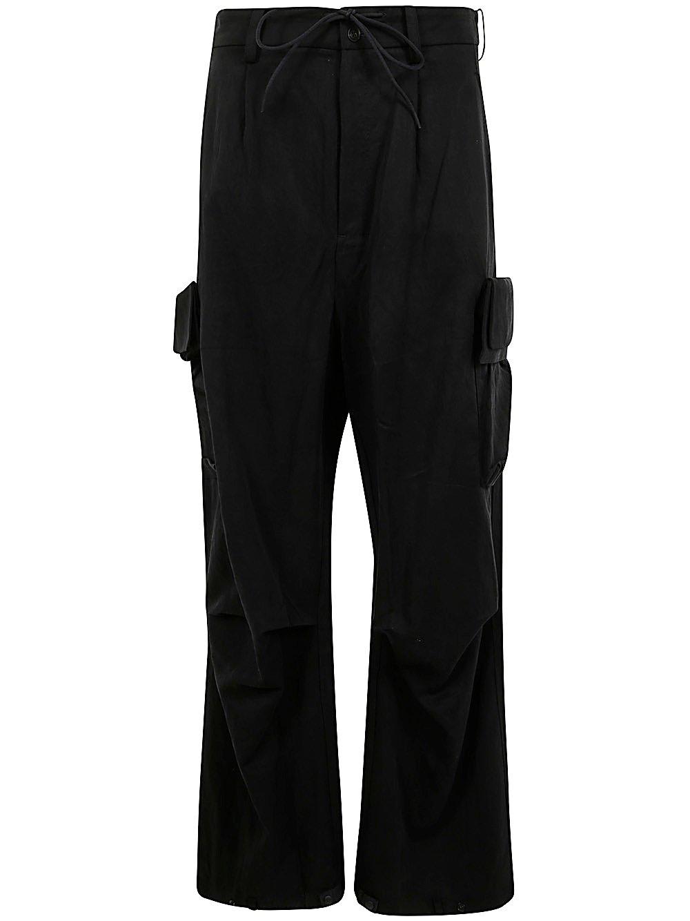 Shop Y-3 Drawstring Wide-leg Cargo Trousers In Black