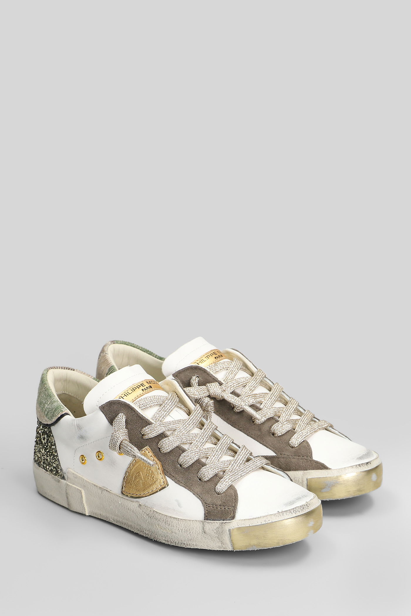 Philippe Model Prsx Low Sneakers In White Leather In White