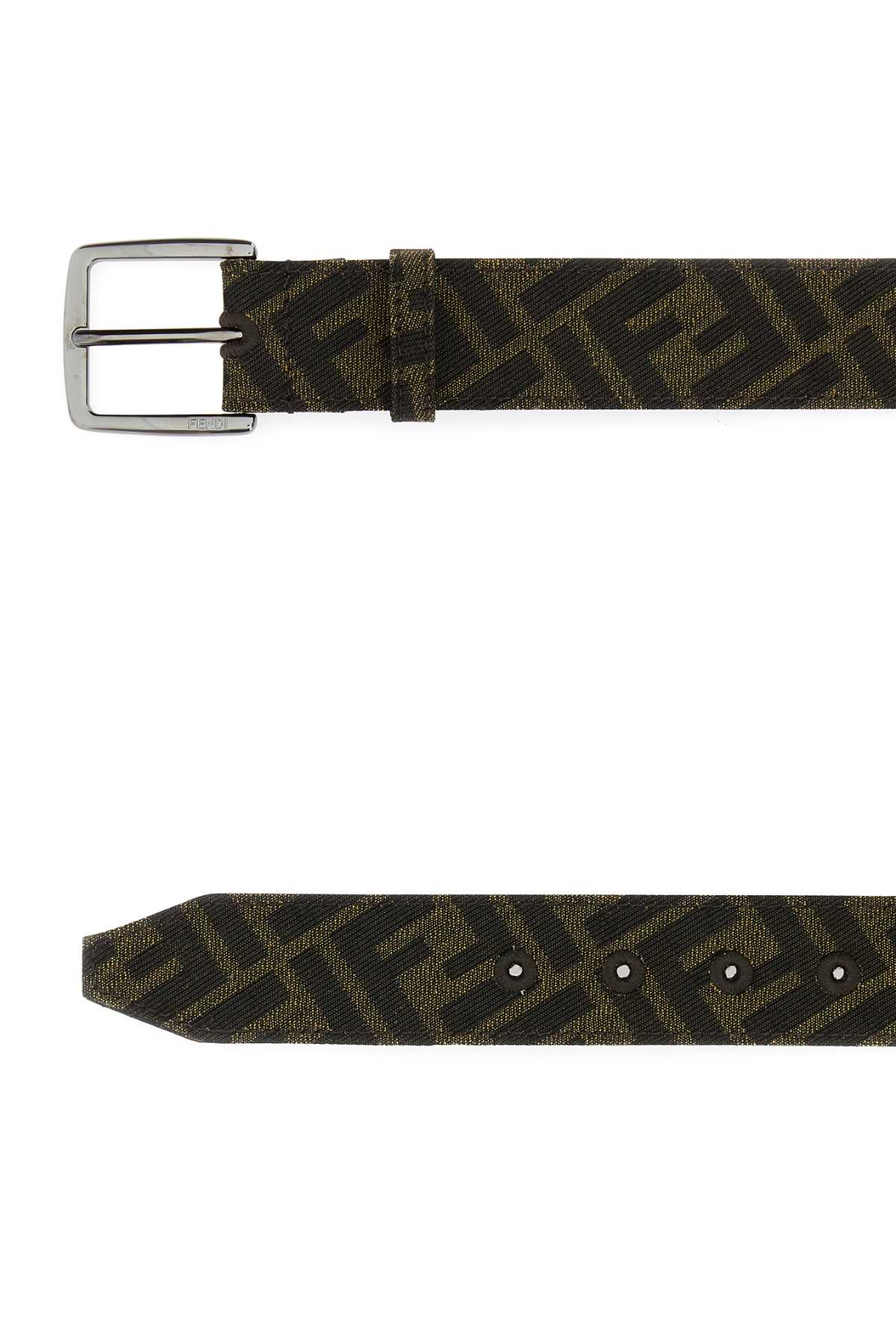 Shop Fendi Embroidered Canvas Belt In Black