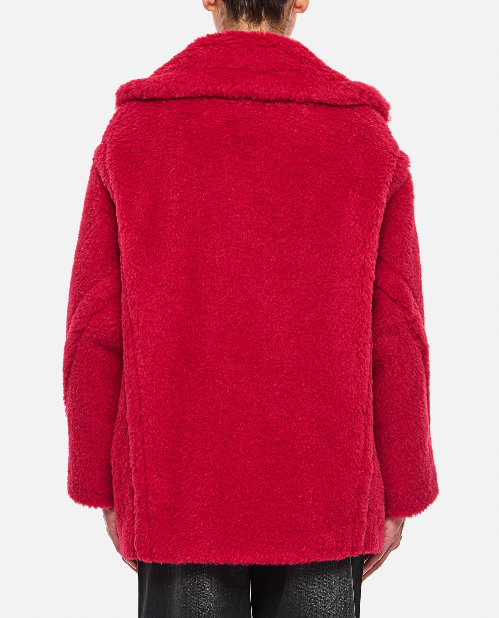 Max Mara Short Teddy Bear Icon Coat In Alpaca And Wool In Red