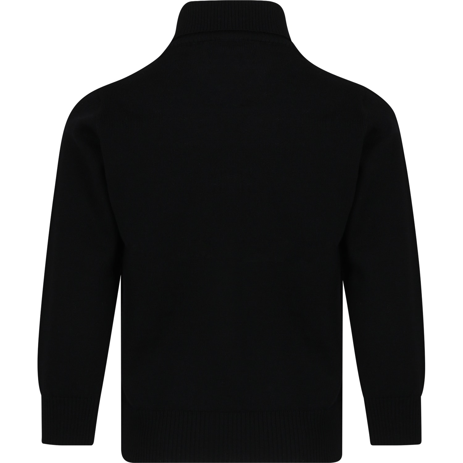 Stone Island Black Sweater For Boy With Patch Logo In Black