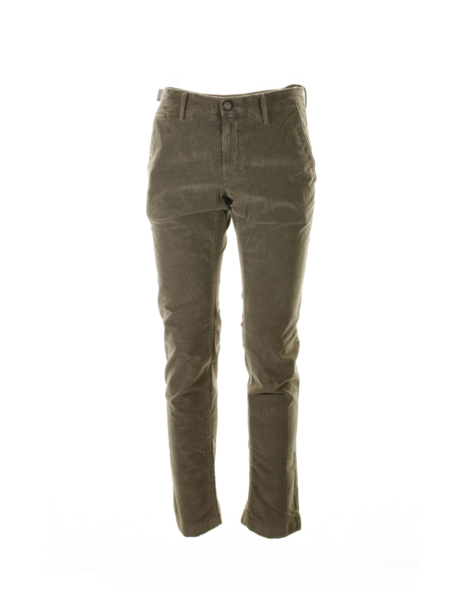 Jacob Cohen Olive Green Trousers In Elepha