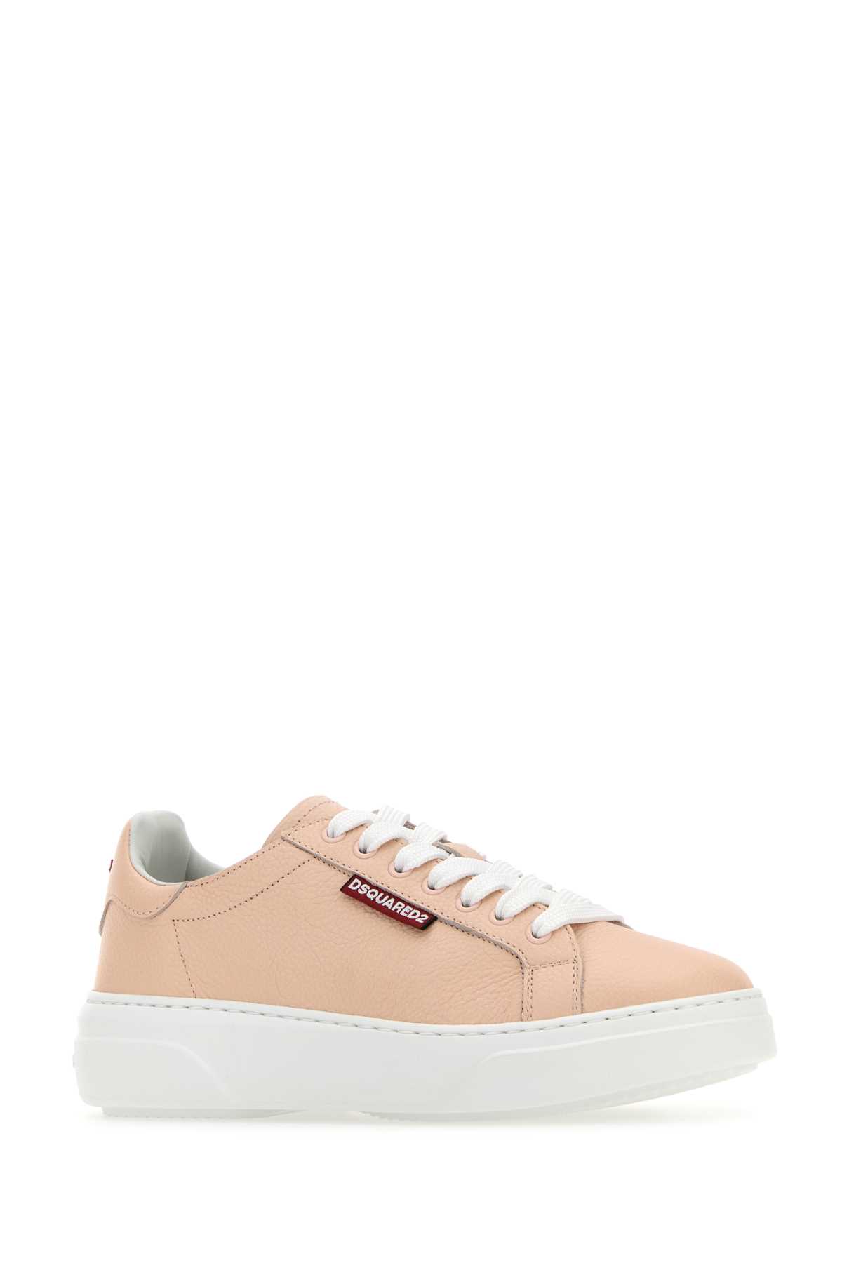 Shop Dsquared2 Light Pink Leather Bumper Sneakers