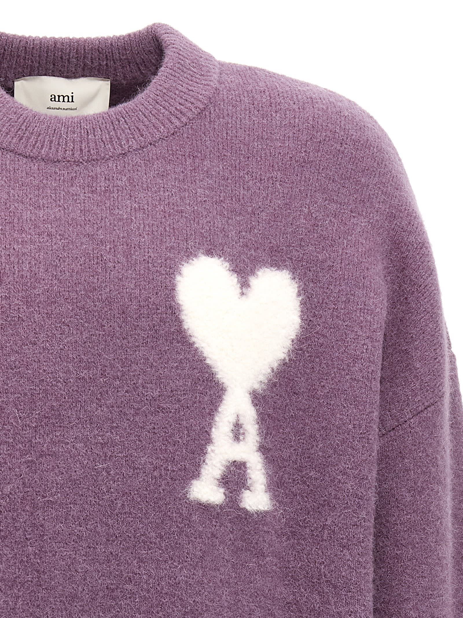 Shop Ami Alexandre Mattiussi Ami De Coeur Sweater In Purple