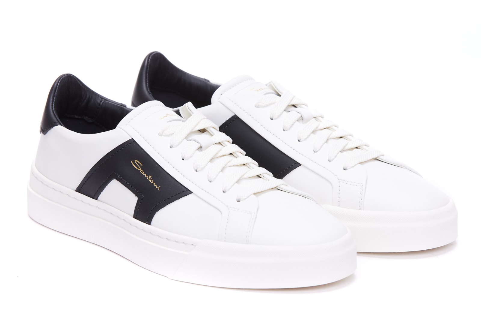 Shop Santoni Sneakers  In White/black