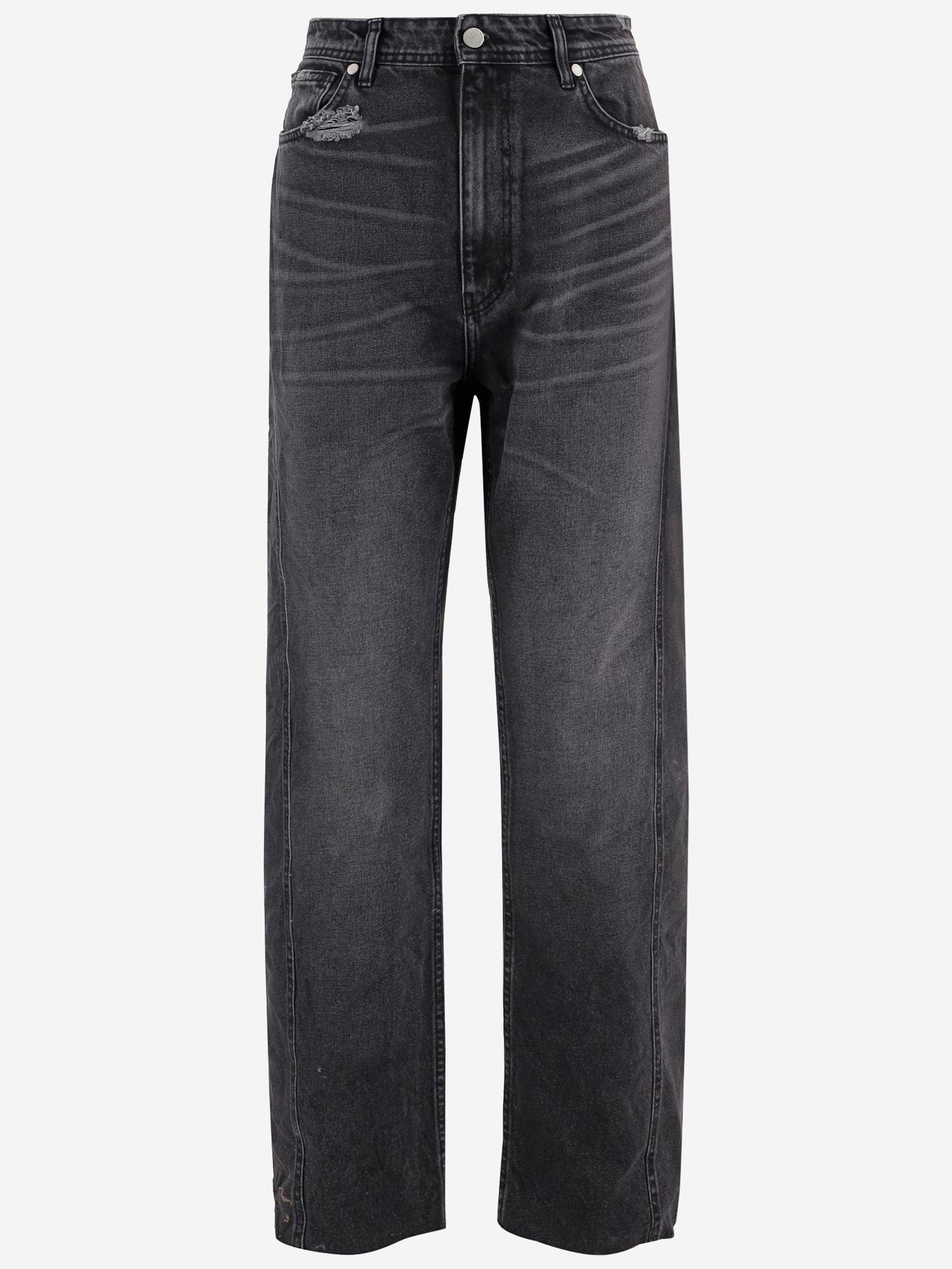 44 Label Group Cotton Jeans With Vintage Details In Gray