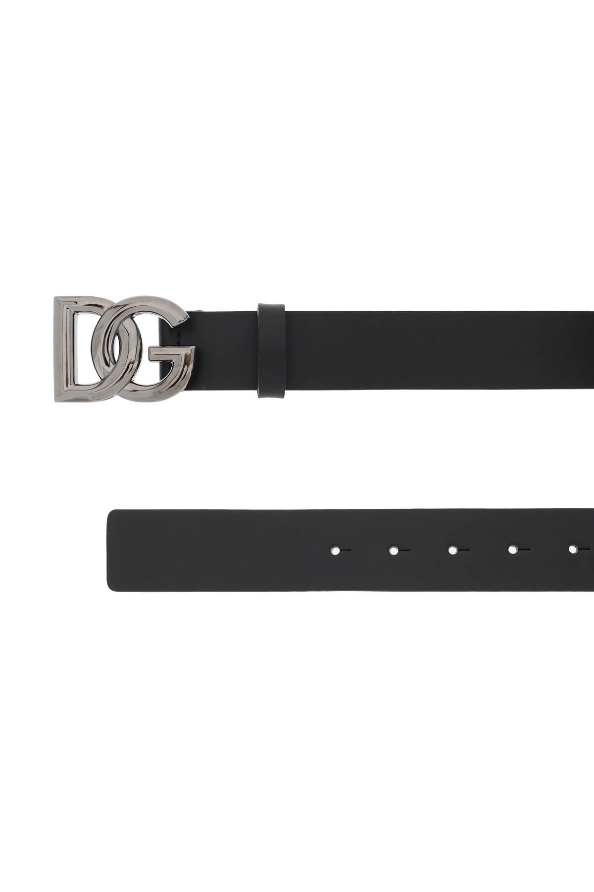 Shop Dolce & Gabbana Lux Leather Belt With Crossed Dg Logo In Black