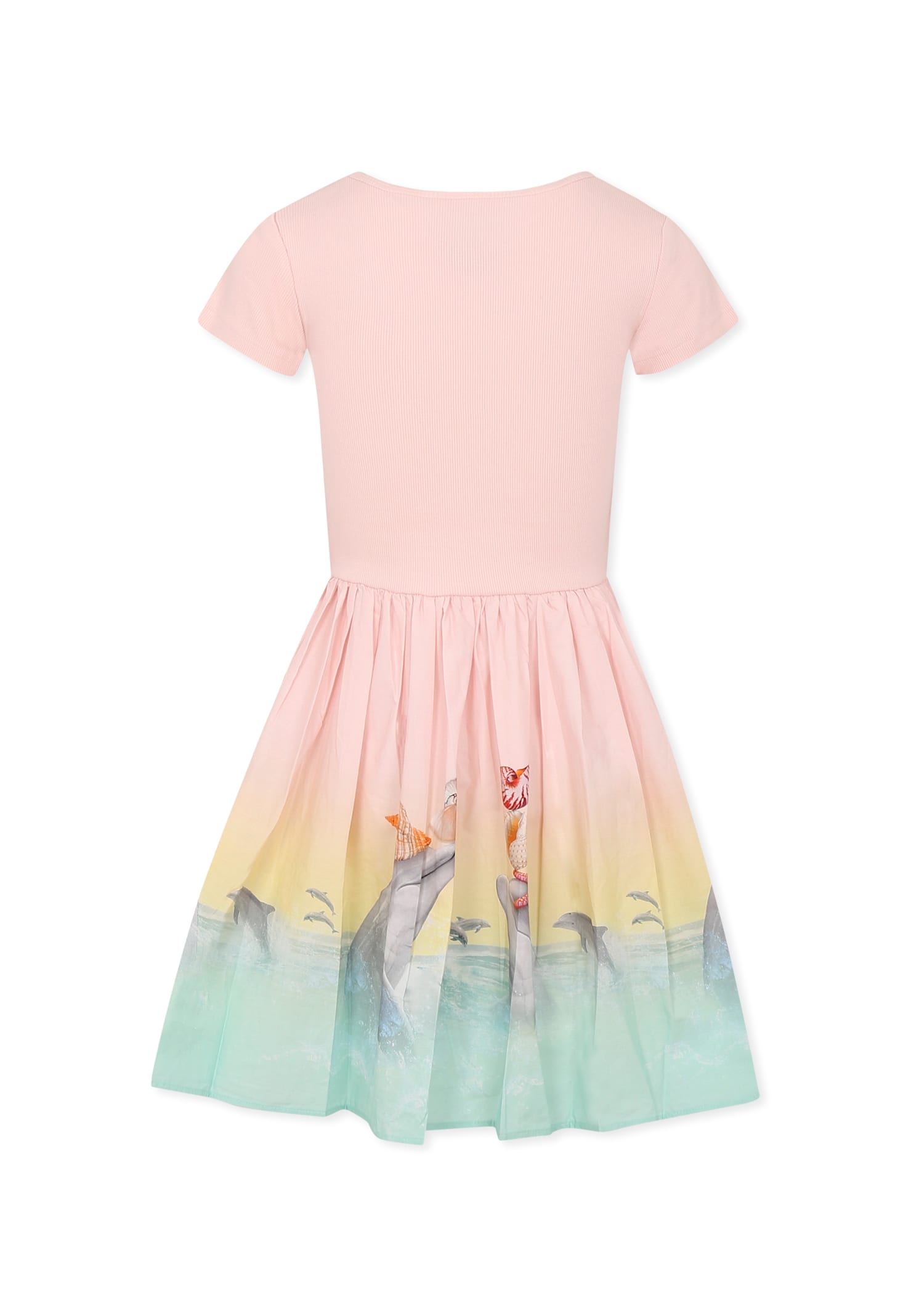 Molo Pink Dress For Girl With Dolphins In Pink