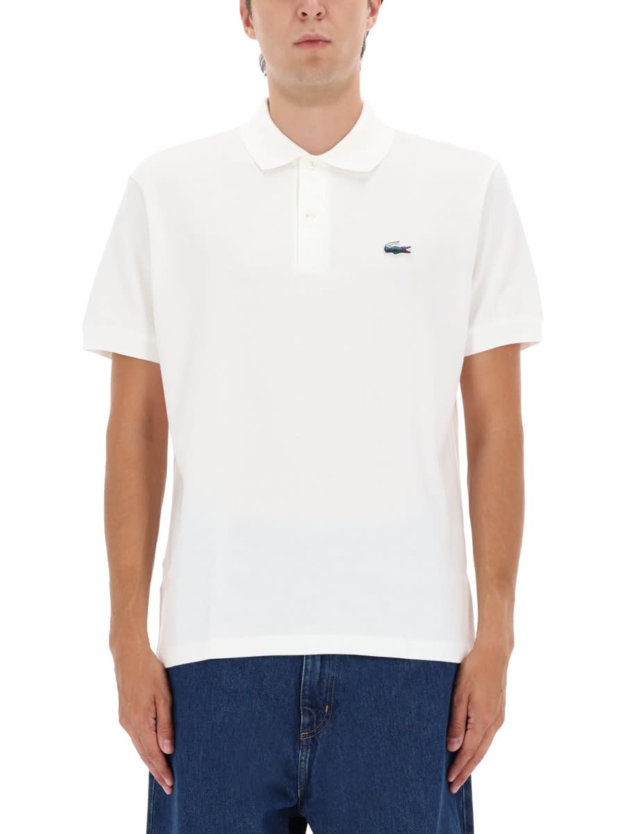 Lacoste Short Sleeve Pima Jersey Interlock Regular Fit Polo Shirt In White