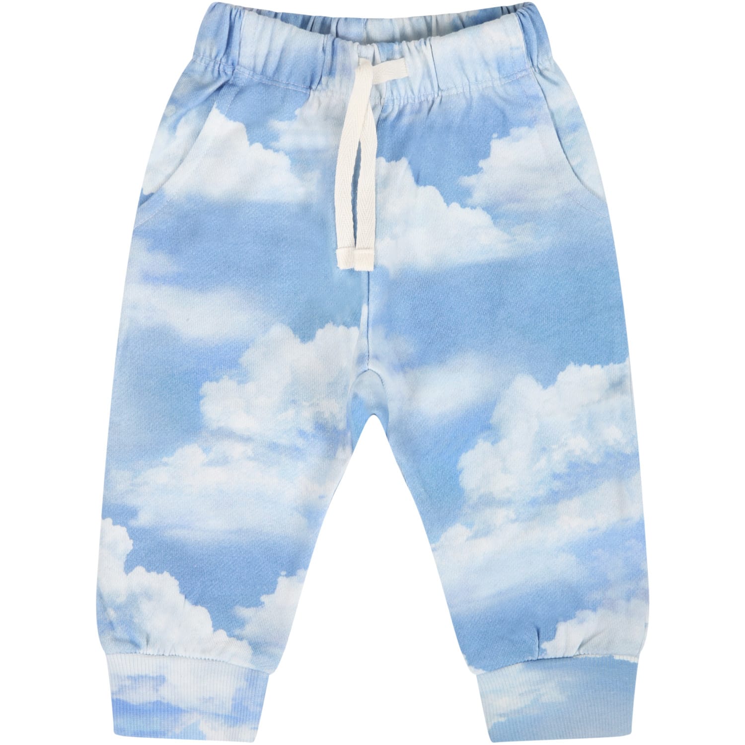 Molo Light Blue simmie Sweatpant For Baby Kids With Clouds