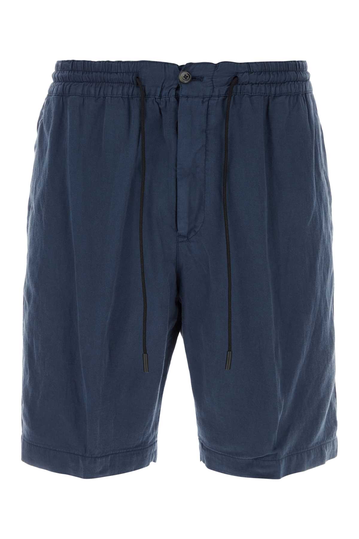 Blue Lyocell Blend Bermuda Shorts