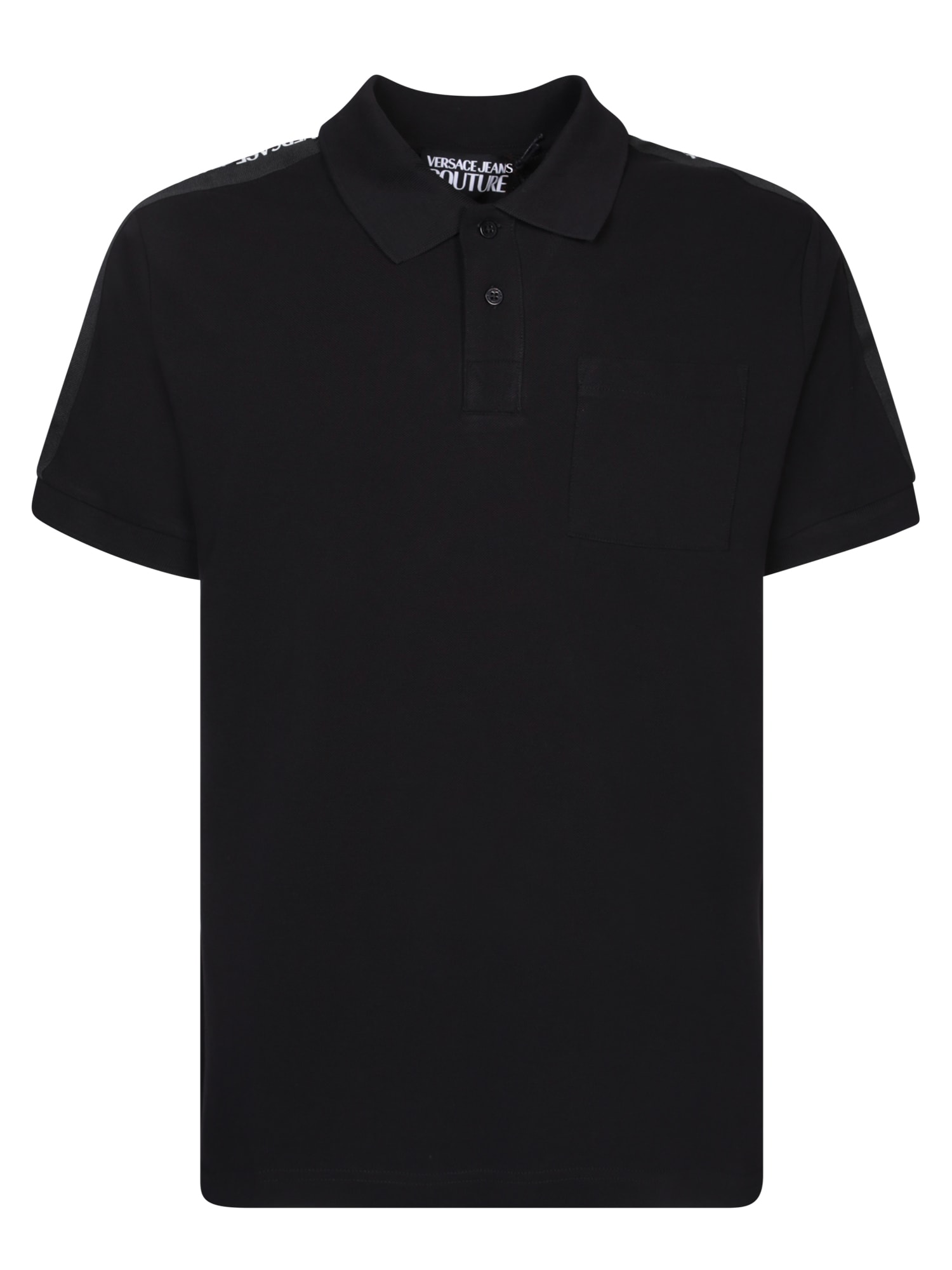 Shop Versace Jeans Couture Logo-tape Black Polo Shirt By