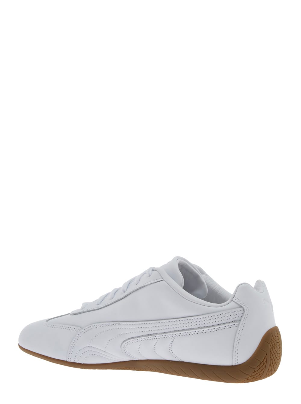 Puma Speedcat White Low Top Sneakers With Embossed Logo On The Tongue And Contrasting Sole In Leather Uni In White