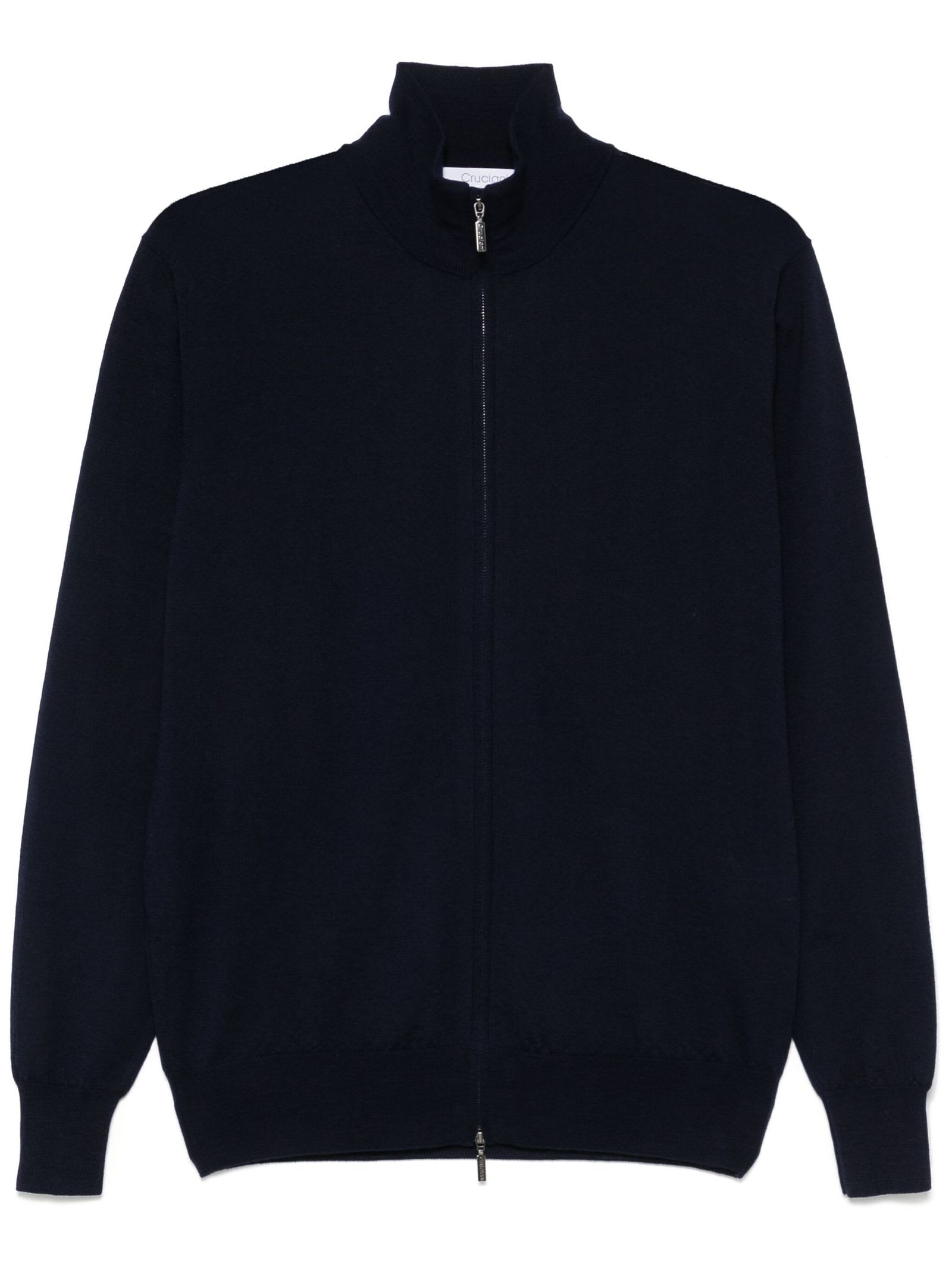 Navy Blue Wool Cardigan