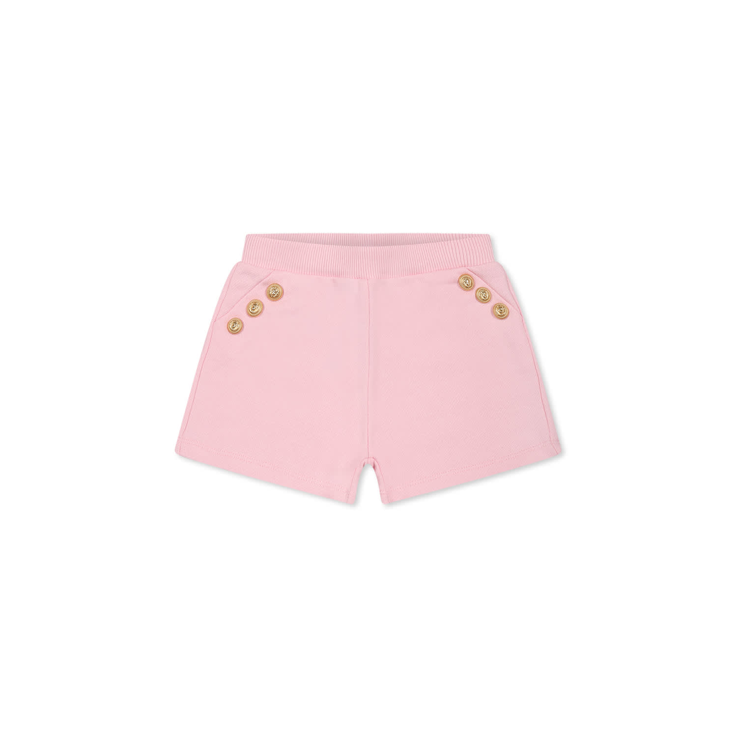 Balmain Pink Shorts For Baby Girl With Buttons In Pink